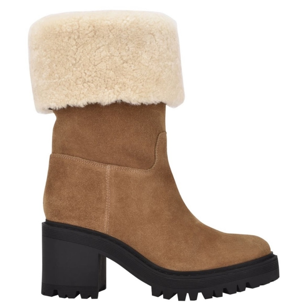 Marc Fisher Tan and Cream Winter Boots NEW never worn